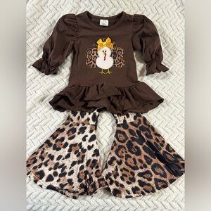 Girls Animal Print Turkey Set. New Boutique. Accessories not included.